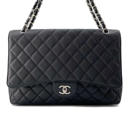 Chanel Jumbo Matelasse Single Flap ChainShoulder Bag Black Caviar Leather