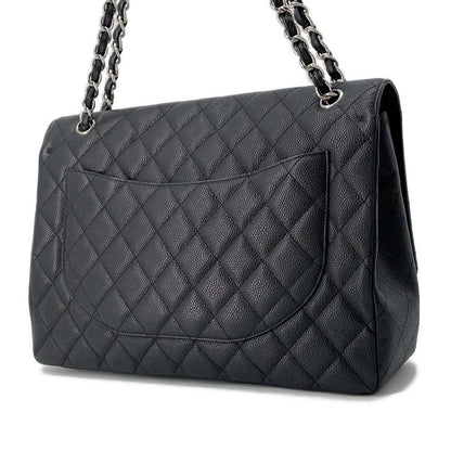 Chanel Jumbo Matelasse Single Flap ChainShoulder Bag Black Caviar Leather