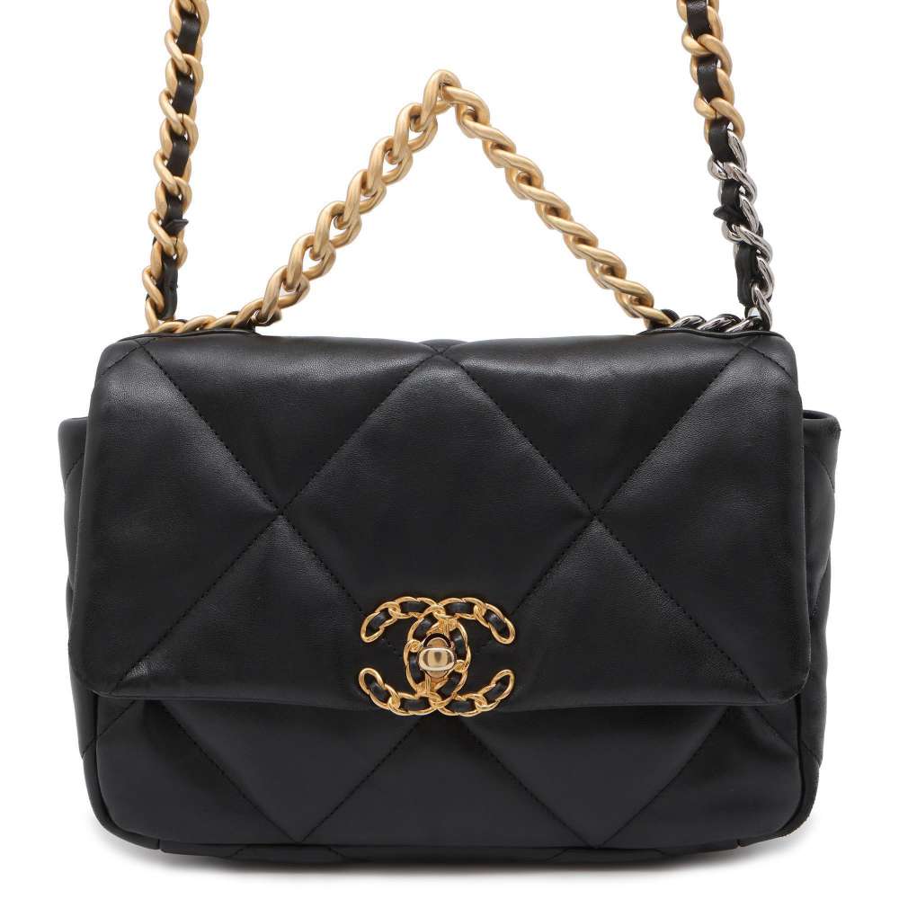Chanel Chanel19 Matelasse ChainShoulder Bag Black AS1160 Lambskin