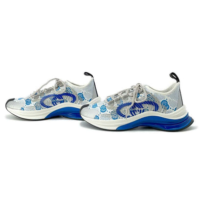 GUCCI GG Technical Knit Sneakers White/Blue 680903 Fabric Rubber Size 37