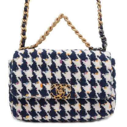 Chanel Chanel19 ChainShoulder Bag Blue/White AS1160 Tweed