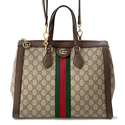 GUCCI Ophidia GGMedium Handbag Beige/Brown 524537 GG SupremeCanvas Leather