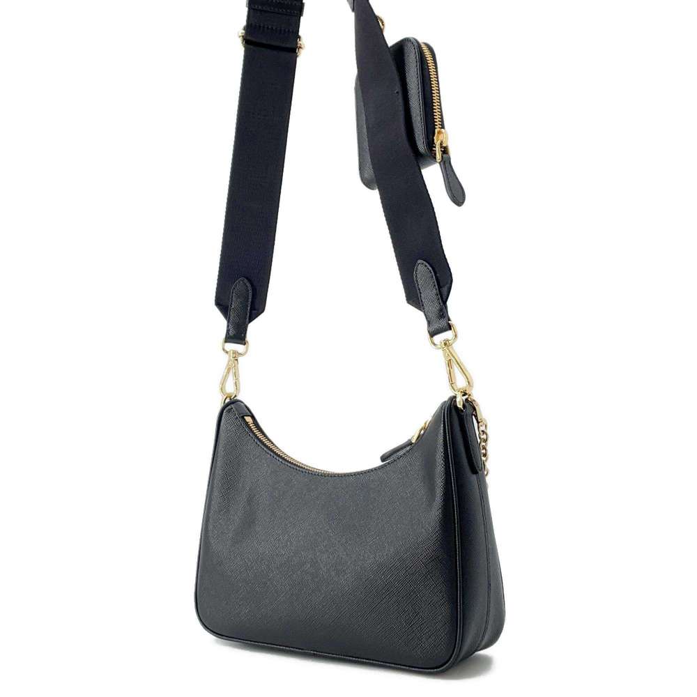 PRADA Shoulder Bag  Saffiano Leather Re-Edition 2005 Black 1BH204 Leather