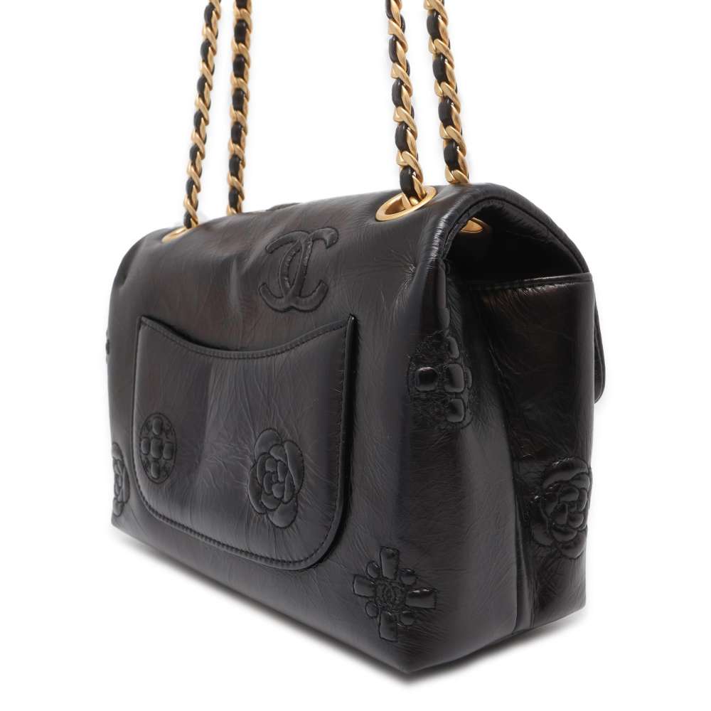 Chanel Small Flap 2WAY Shoulder Bag Black AS2328 Crumple Calf Leather Size 20