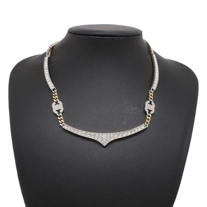 Chanel CC Logo Rhinestone 3-piece choker Silver/Gold Metal