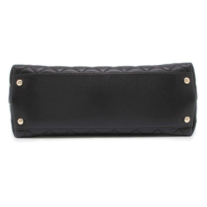 CHANEL CC Logo Top Handle 2WAY Chain Shoulder Bag Black A92991 Caviar Leather Size Large