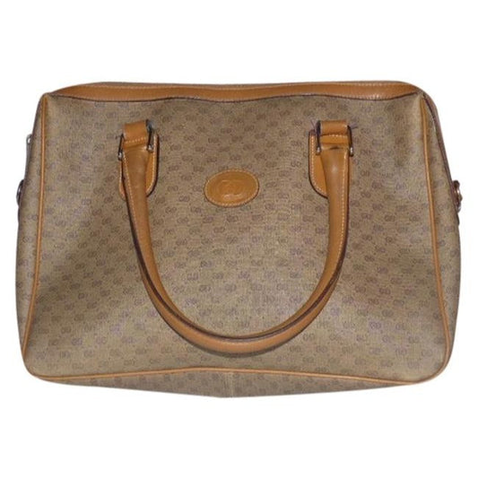 Gucci Boston Xl Two Style Purse Brown Patent Gg Canvas Satchel