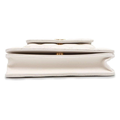 CHANEL Matelasse Chain wallet White Caviar Leather