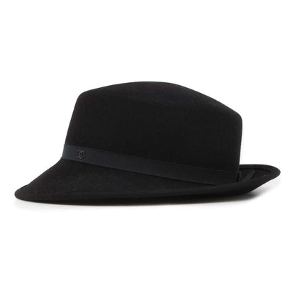 Chanel Hat Ribbon Size M Black Rabbit100%