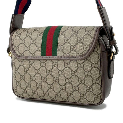 GUCCI Ophidia GG Shoulder Bag Beige/Brown 722117 PVC Leather Size Small