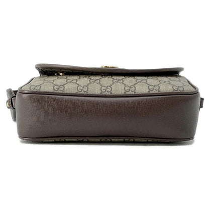GUCCI Ophidia GG Shoulder Bag Beige/Brown 722117 PVC Leather Size Small