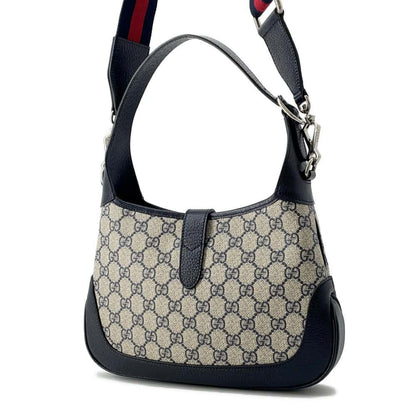 GUCCI Jackie 1961 Shoulder Bag Black/Beige 678843 PVC Leather Size Small