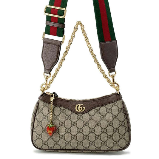 【RESERVED】GUCCI Ophidia Handbag Beige/Brown 735132 PVC Leather Size Small