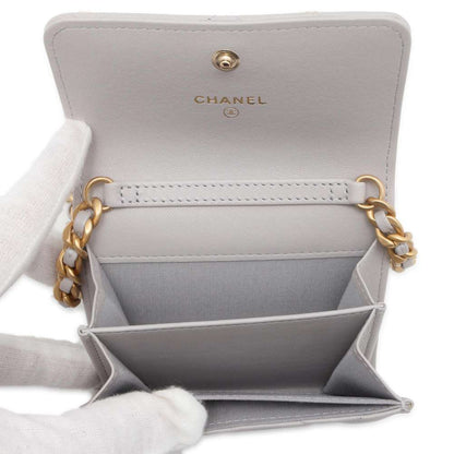 CHANEL 19 Flap Matelasse Mini Chain Wallet Gray AP2409 Lambskin