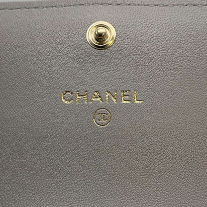 CHANEL 19 Flap Matelasse Mini Chain Wallet Gray AP2409 Lambskin