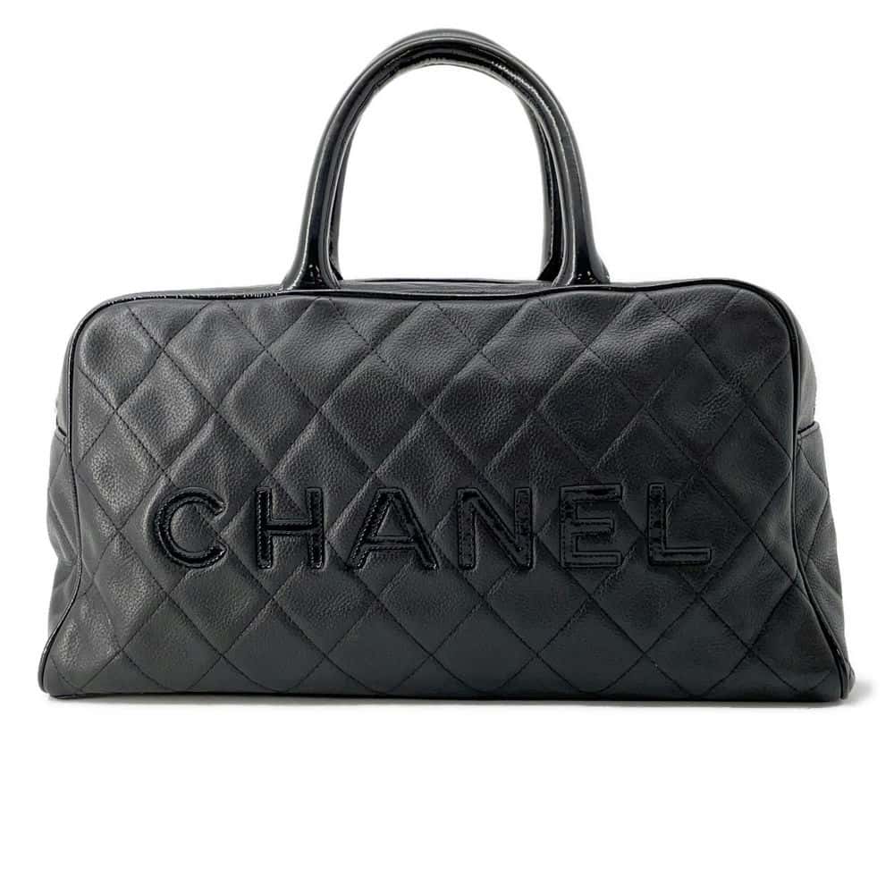 Chanel Matelasse Mini Travel Bag Black A15685 Caviar Leather Patent Leather