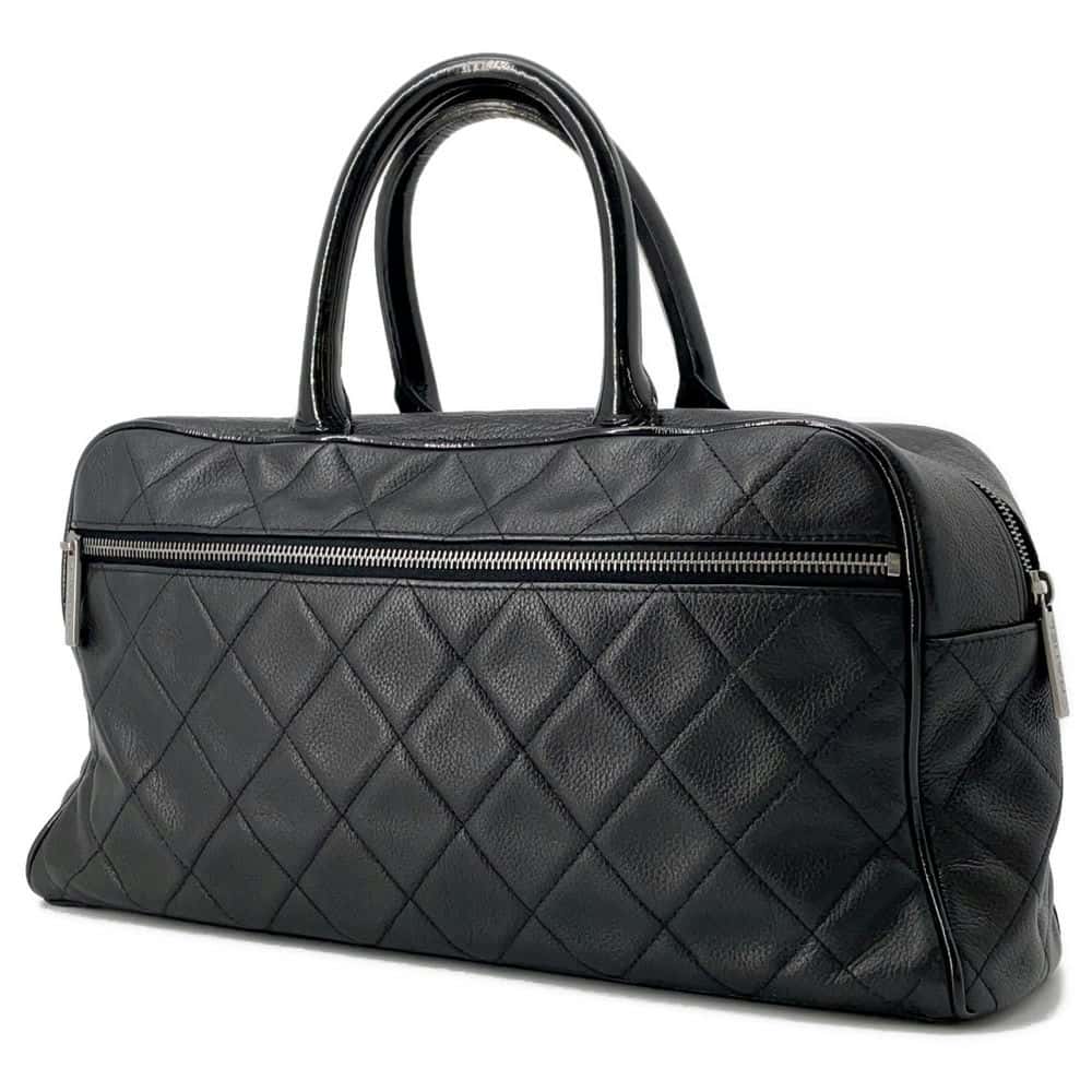 Chanel Matelasse Mini Travel Bag Black A15685 Caviar Leather Patent Leather