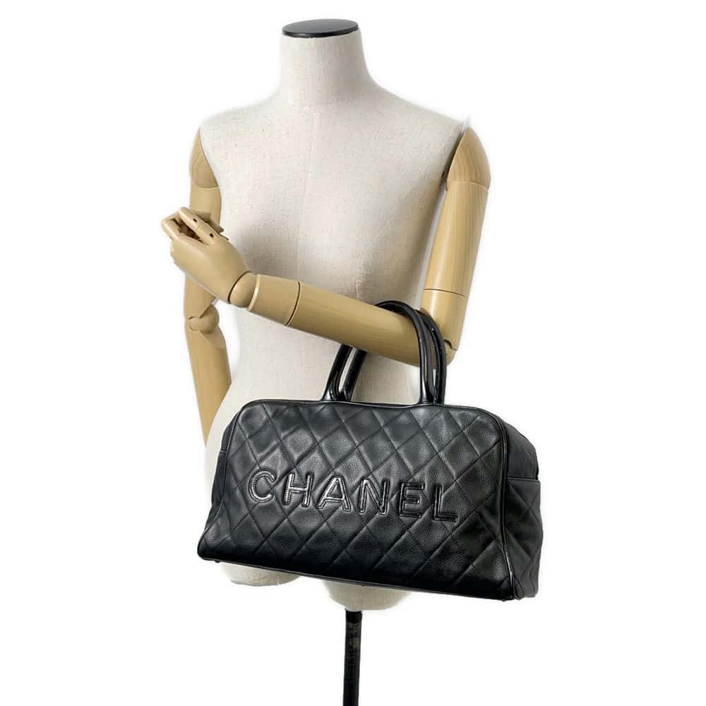 Chanel Matelasse Mini Travel Bag Black A15685 Caviar Leather Patent Leather