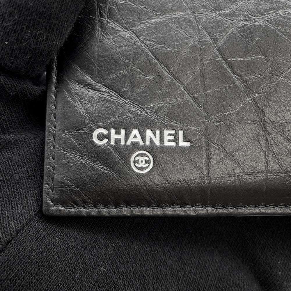 CHANEL Matelasse IconBag Charm Long Wallet Black Lambskin