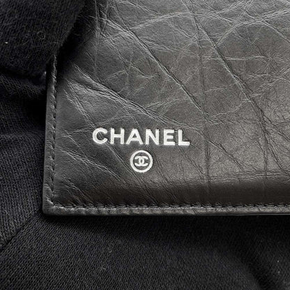 CHANEL Matelasse IconBag Charm Long Wallet Black Lambskin