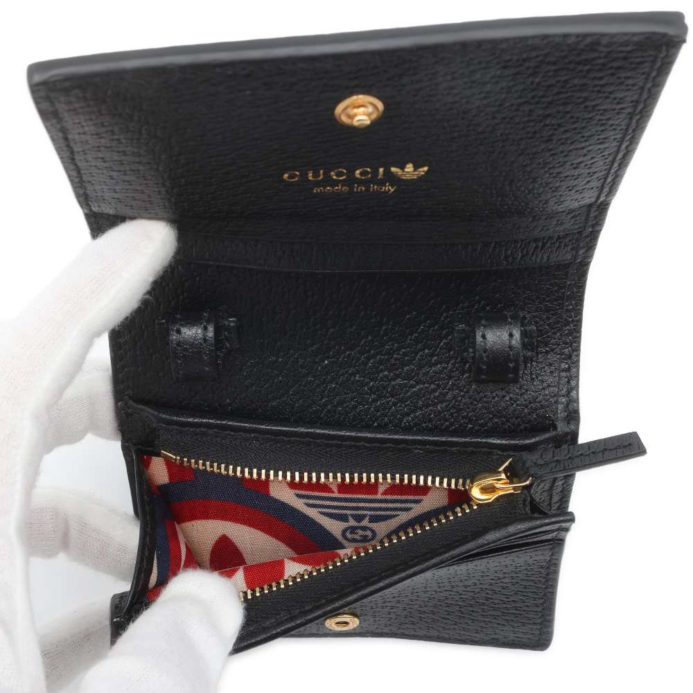 GUCCI Horsebit Shoulder Wallet Black/White 702248 Leather