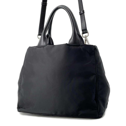 PRADA Ribbon 2WAY Tote Bag Black 1BG027 Nylon