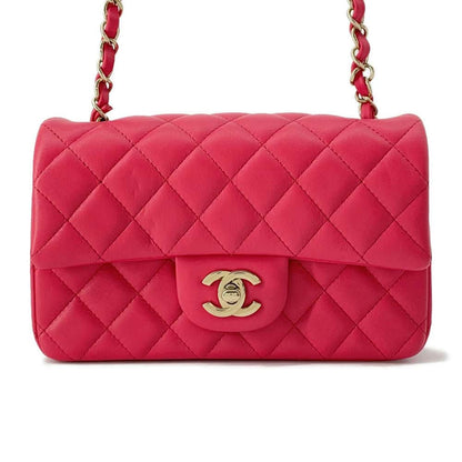 Chanel Matelasse Single Flap ChainShoulder Bag Pink A69900 Lambskin Size 20