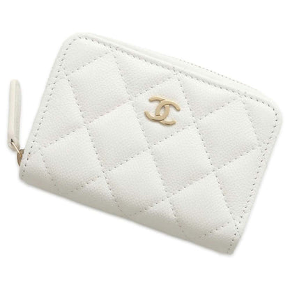 Chanel Matelasse Classic Zip Coin Purse White AP0216 Caviar Leather