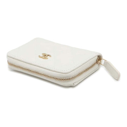 Chanel Matelasse Classic Zip Coin Purse White AP0216 Caviar Leather