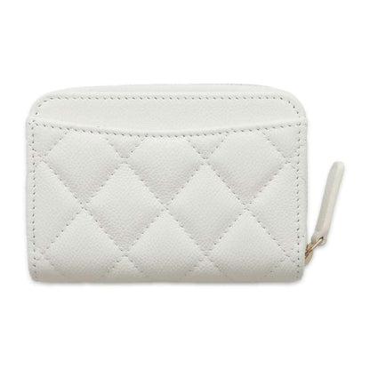 Chanel Matelasse Classic Zip Coin Purse White AP0216 Caviar Leather