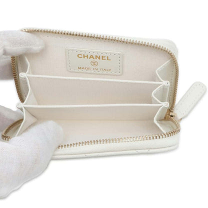 Chanel Matelasse Classic Zip Coin Purse White AP0216 Caviar Leather