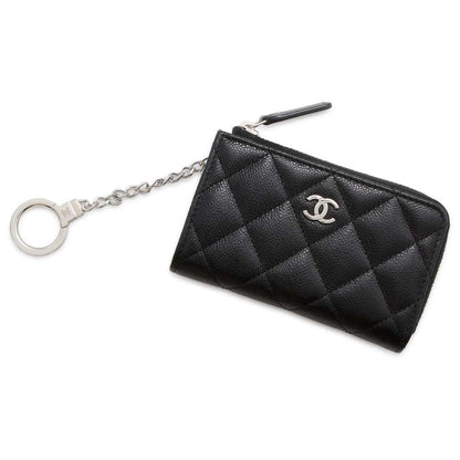 Chanel Matelasse Zip Keychain Black AP0221 Caviar Leather