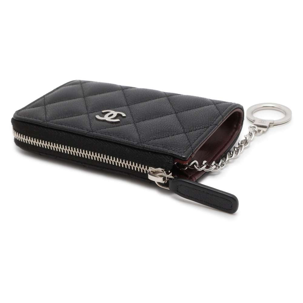 Chanel Matelasse Zip Keychain Black AP0221 Caviar Leather