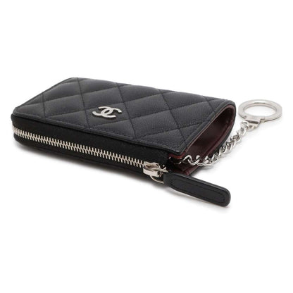 Chanel Matelasse Zip Keychain Black AP0221 Caviar Leather