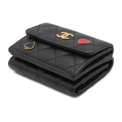 CHANEL Matelasse Small Flap Wallet Black AP3081 Caviar Leather