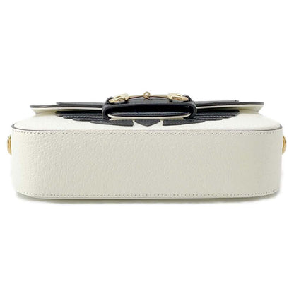 GUCCI Adidas Horsebit1955 White/Black 722009 Leather Size Small