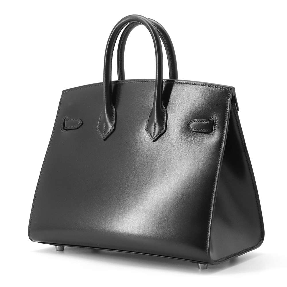 HERMES Birkin Sellier Black Box Calf Leather Size 25