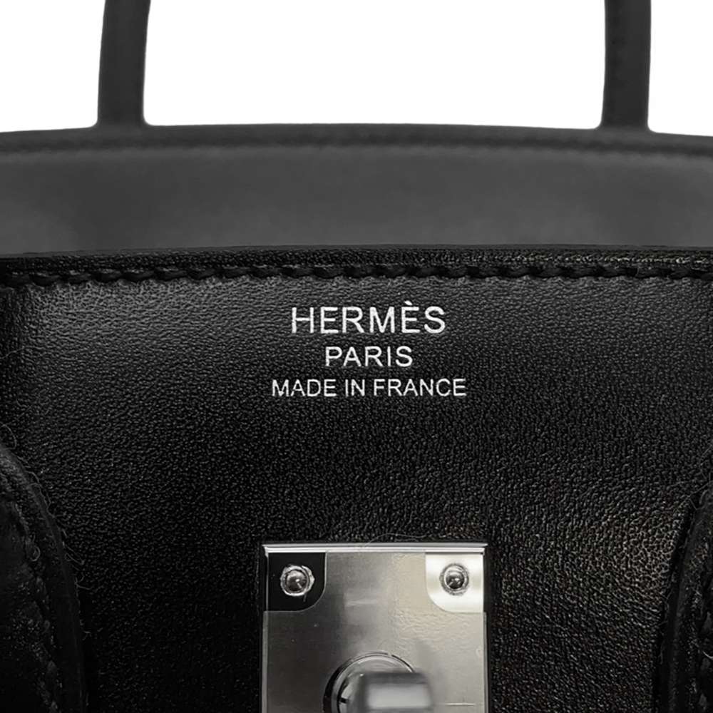 HERMES Birkin Sellier Black Box Calf Leather Size 25