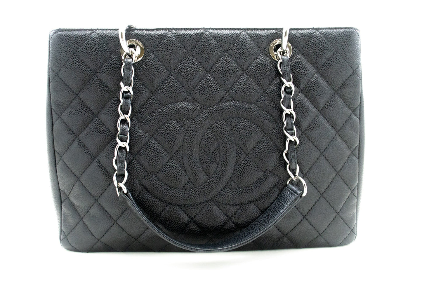 CHANEL Caviar GST 13" Grand Shopping Tote Chain Shoulder Bag Black