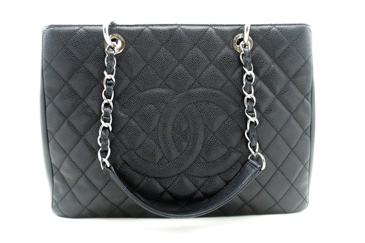 CHANEL Caviar GST 13" Grand Shopping Tote Chain Shoulder Bag Black