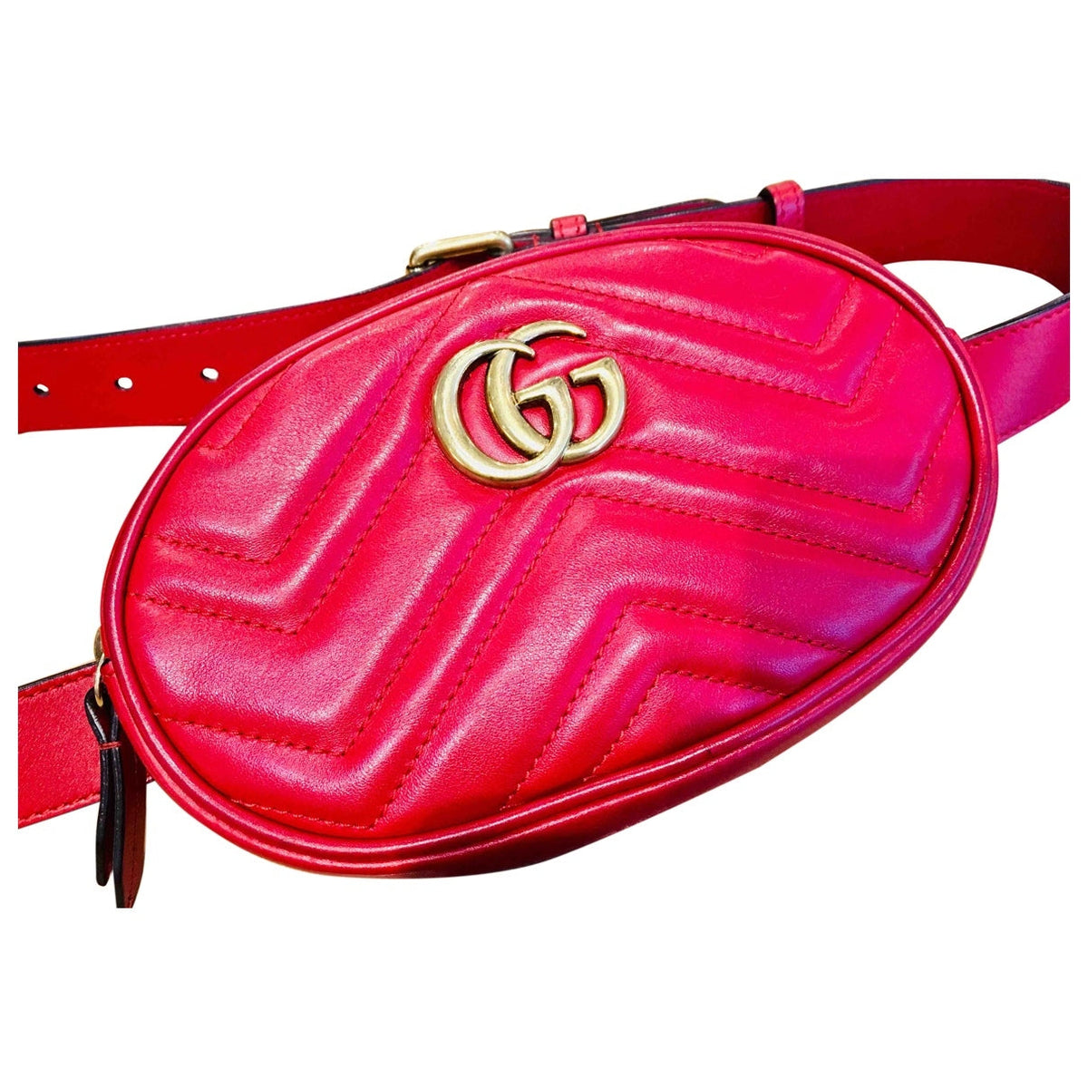 Gucci marmont red leather clutch bag