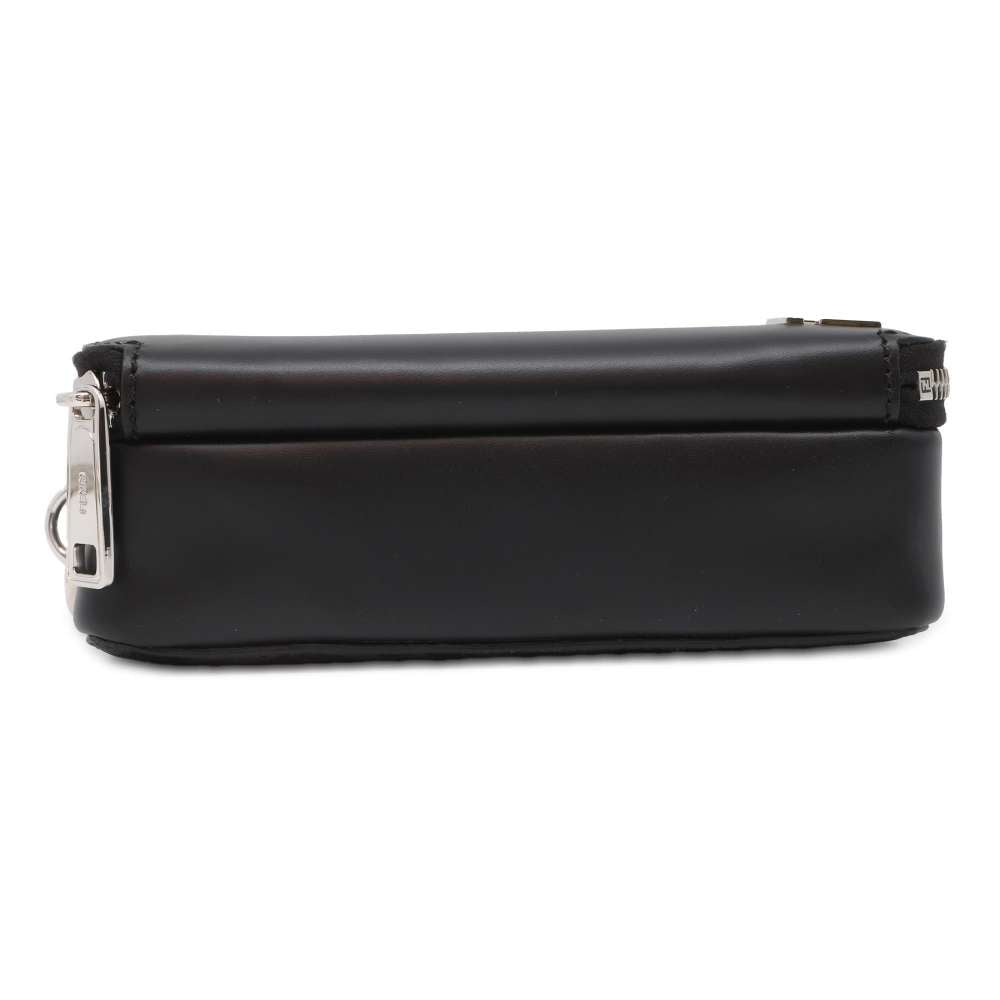 FENDI Zucca Organizer Shoulder Bag Black/Gray 7M0357 PVC Coated Canvas Leather