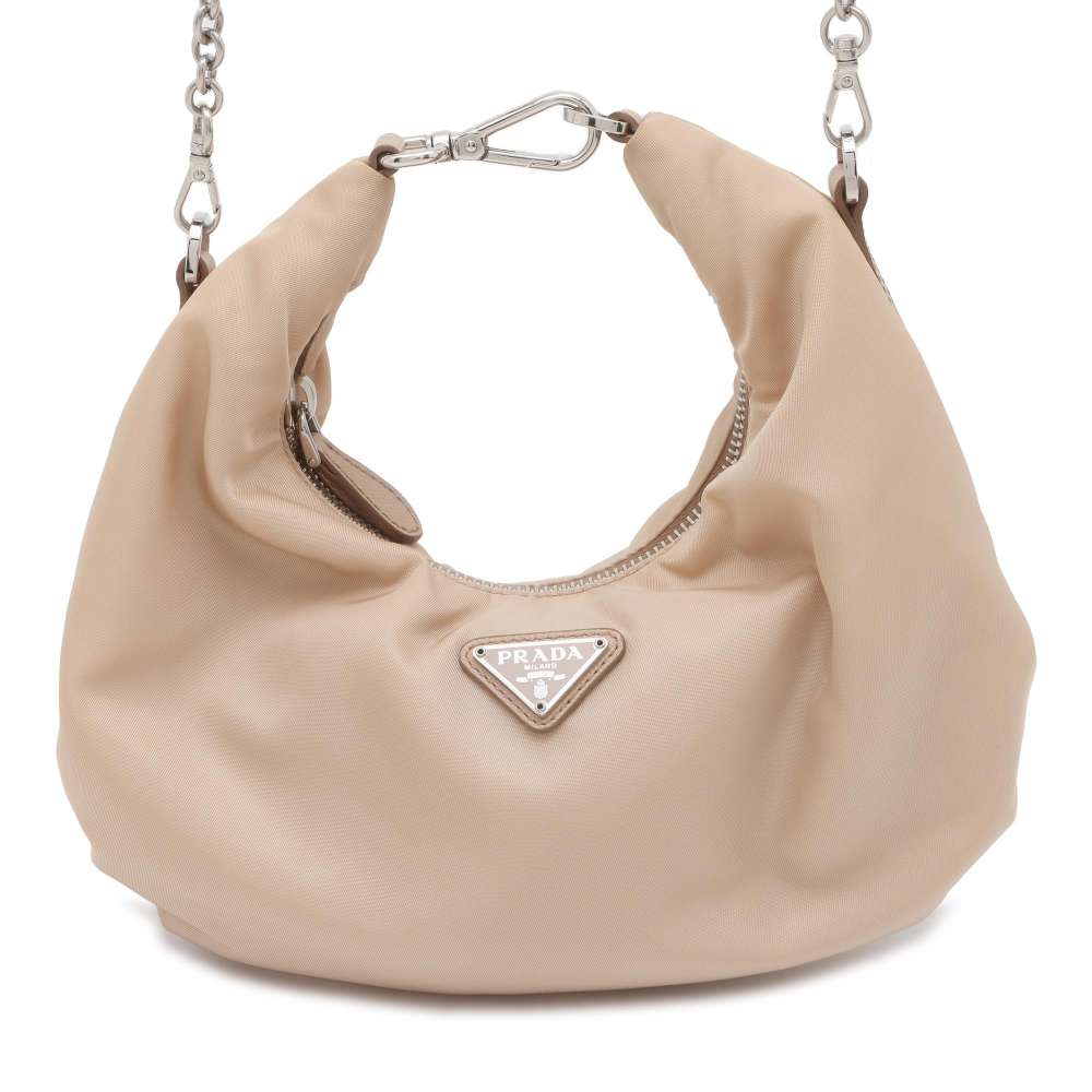 PRADA ChainShoulder Bag Beige 1BH172 Nylon