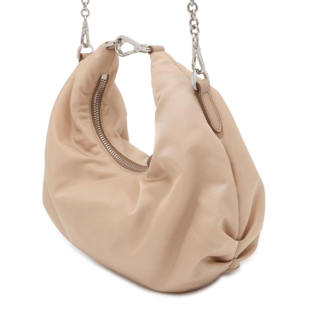 PRADA ChainShoulder Bag Beige 1BH172 Nylon