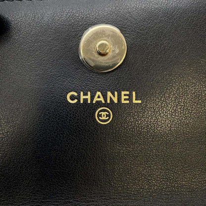 CHANEL matelasse pearl chain wallet Black AP1839 Lambskin