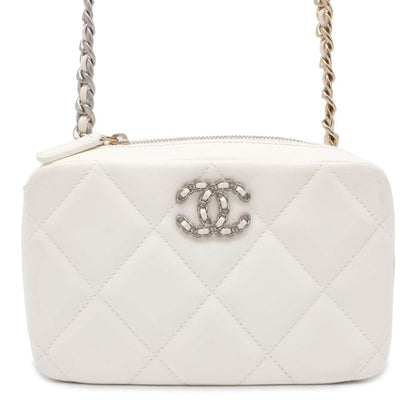 Chanel Chanel19 Matelasse ChainShoulder Bag White Lambskin