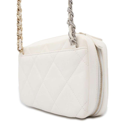 Chanel Chanel19 Matelasse ChainShoulder Bag White Lambskin