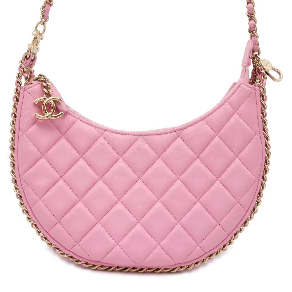 Chanel Matelasse Small Hobo Shoulder Bag Pink AS3917 Lambskin