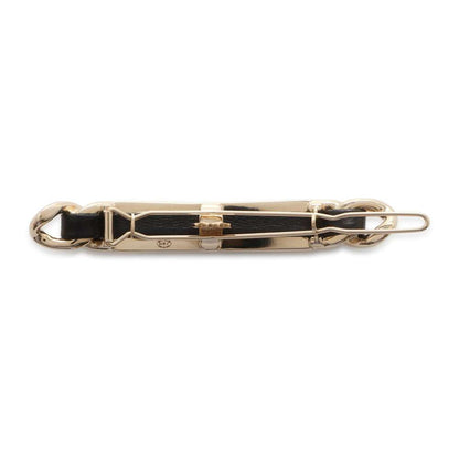 Chanel Logo Barrette Hairpin Rhinestone Metal