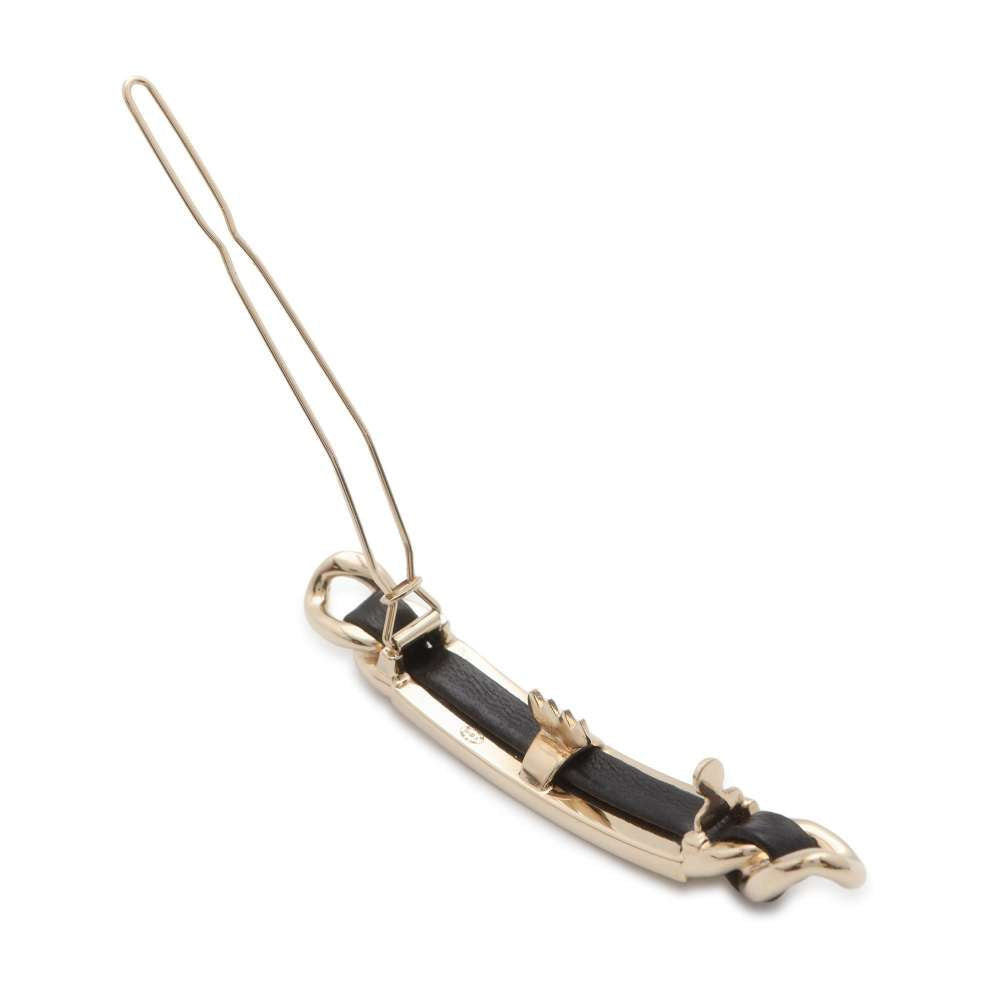 Chanel Logo Barrette Hairpin Rhinestone Metal